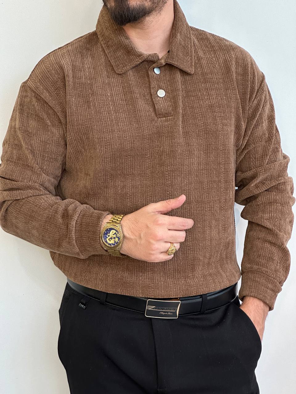 بلوز مخمل دو دکمه